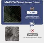 MAXYOYO Loveseat Sofa Couch for Living Room, Boneless Couch with Tufted Cushion & Backrest, Upholstered Floor Sofa for Adults, No Assembly Required, Dark Green