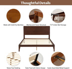 Merax Queen Size Bamboo Platform Bed, Mid-Century Modern Bed Frame with Tall Headboard, Solid Sustainable Bedframe Queen-Size, Wood Slat Support, No Box Spring Needed, Easy Assembly, Espresso