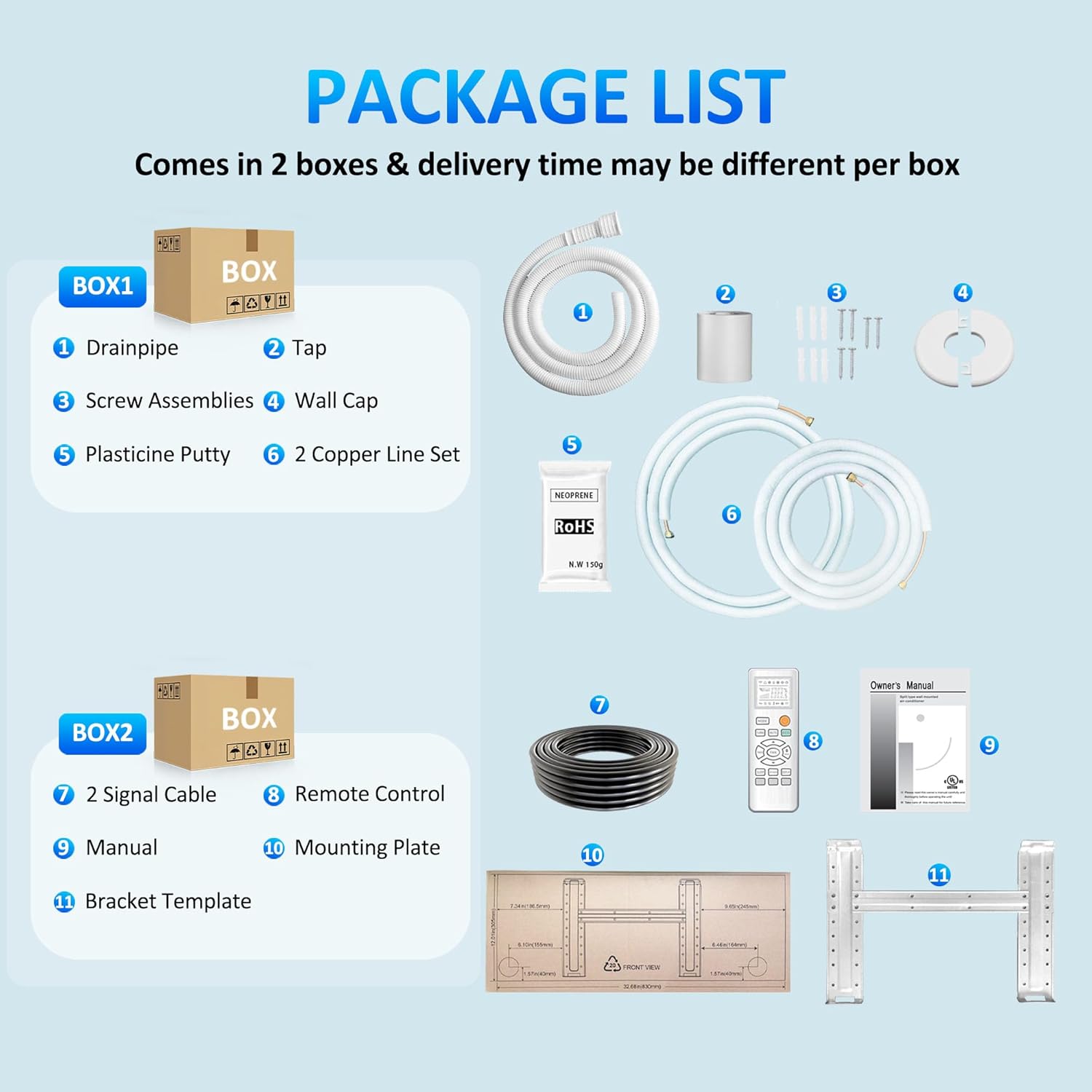 9000 BTU Wifi Enabled Mini Split Air Conditioner, Works with Alexa, 19 SEER2 115V Split AC Unit and Heat Cool Up to 450 Sq.Ft, Ductless Inverter System with Heater Pump & Installation Kits