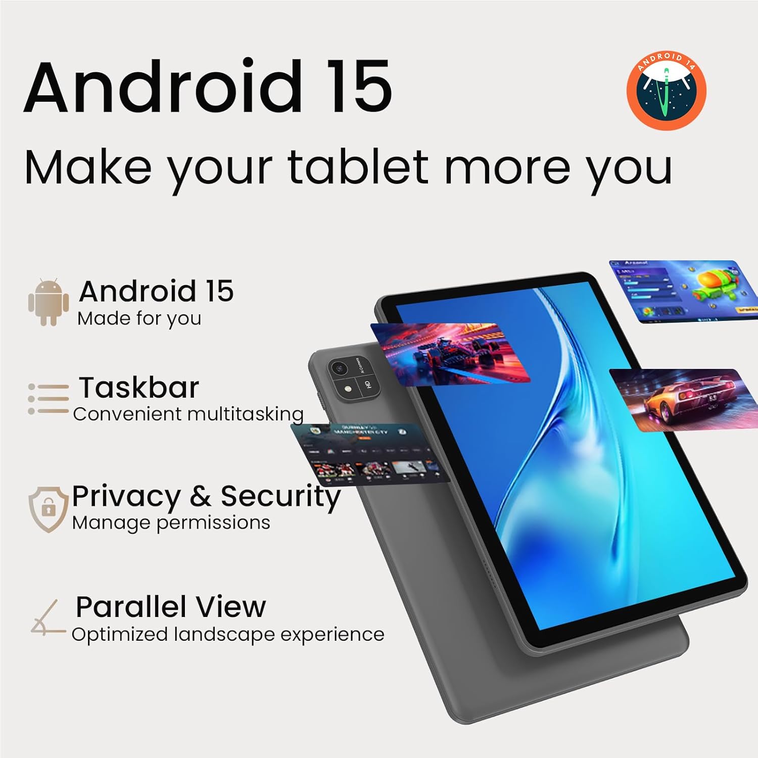 HUIHUANG 10.1 Inch Tablet, Android 15 Tablets 12GB(4+8) RAM / 64GB ROM / 1TB SD Card Expansion, 1280x800 IPS HD Touchscreen, 6000mAh Battery, Bluetooth 5.0, Dual Cameras, GMS, Dual Band WiFi, Black