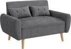 JAMFLY 47'' Small Loveseat Sofa, 2 Seat Compact Couch with Tapered Legs, Dark Grey Upholstered Furniture, Solid Wood Frame, Comfy Foam Cushion, Easy Assembly for Small Spaces