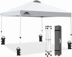 EAGLE PEAK Pop Up Canopy Tent with Wheeled Carry Bag, 8 Stakes, 4 Ropes, 4 Weight Bags, Easy Set Up Tent Canopy, 10x10 ft, 100sqft of Shade, White