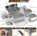 WaterElfo electric turkey fryer Commercial deep fryer with basket 3600W27.4QT with timer26L deepen deep fryer Variable twin cylinder 13.7QT*2 Rapid heating