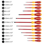 Wiha 32094 Slotted & Phillips Insulated Screwdriver Set, 13 Piece, 1000V VDE, SoftFinish Handle, Black Oxide