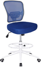 Armless Drafting Chair Tall Office Chair for Standing Desk - Adjustable Height Mesh Ergonomic Stool with Foot Ring, Rolling Counter Height Computer Chair for Small Spaces & Home Office