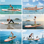 Inflatable Stand Up Paddle Board 10‘x30‘‘, Ultra-Light SUP Board with Backpack, Pump, Paddle, Coil Leash, 3 Fins, Repair Kit, Stable SUP with Non-Slip EVA Deck for Adults & Youth