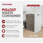 Rev-A-Shelf Pullout Trash Can for Under Kitchen Cabinets 35 Quart 8.75 Gallon with Soft-Close Slides and Rear Storage, Champagne, 53WC-1535SCDM-112