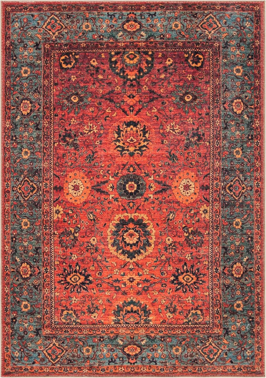 Keen Home Design 9x12 Rug - Machine Washable Area Rug with Non-Slip Backing, Ideal for Living Room, Dining Room, Bedroom - Vintage, Easy Clean, Durable, Low Pile Rug - (9' x 12')