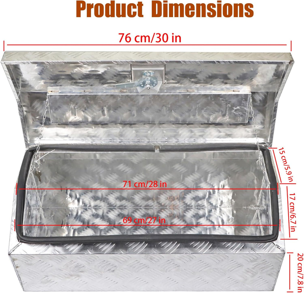 GXYWADY 30 Inch Trailer Tongue Tool Box Aluminum with Keys Replacement for ATV Storage Truck Pickup RV