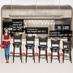 PrimeZone Swivel Bar Stools Set of 3, 26 Inch Counter Height Barstools, Black Faux Leather Bar Stool with High Backrest & Solid Wood Legs & Wrap-around Footrest, Counter Stools for Kitchen Island, Pub