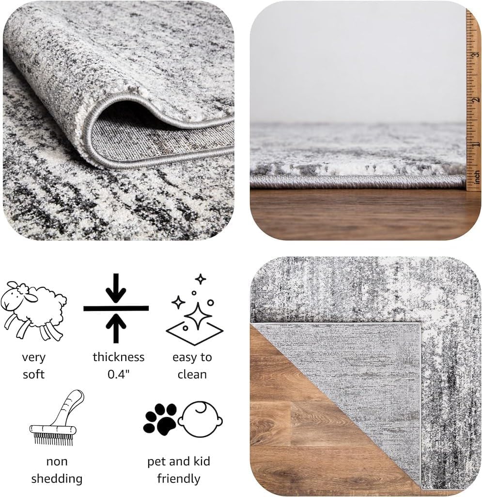 Keen Home Design Area Rugs - 9x12 Non-Shedding, Abstract Rugs for Kitchen, Living Room, Bedroom, Dining Room, Entryway - Size: 9'2" x 11'11", Abstract Cream/Grey