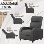 Homall Recliner Chair, Recliner Sofa for Adults, Recliners Home Theater Seating with Lumbar Support, Reclining Sofa Chair for Living Room (Fabric, Dark Grey)