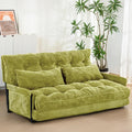 MAXYOYO Adjustable Floor Sofa Couch with 2 Pillows, Multi-Functional Bean Bag Bed, 5-Position Foldable Lazy Sofa Sleeper Bed with Armrest, Versatile Floor Seating for Reading, Green, Double