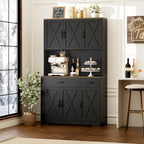 HOSTACK 71" Pantry Cabinet with Charging Station, Tall Kitchen Pantry Storage Cabinet with Microwave Stand, Farmhouse Kitchen Hutch with Storage Drawers for Living Room, Dining Room, Black