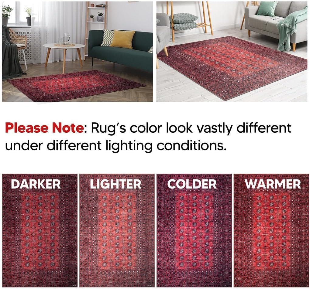 Keen Home Design 10x14 Rug - Machine Washable Area Rug with Non-Slip Backing, Ideal for Living Room, Dining Room, Bedroom - Vintage, Easy Clean, Durable, Low Pile Rug - (9'7" x 14')