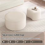 BSHOMGI Round Coffee Table Set of 2, Movable Ottoman for Corduroy Cloud Sectional Couches Circle Foam Round Side Table for Living Room, Entryway Set, 32"+17" Footrest No Assembly (Beige, 32"+17")