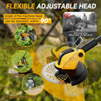 20000 RPM Brushless Electric Weed Wacker Cordless, 12'' Wheeled Weed Eater Battery Powered Brush Cutter, 4-in-1 Grass Trimmer Stringless Weed Trimmer Lawn Mower Edger W/Wheel Metal Blade Battery