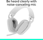 Logitech Zone Vibe 100 Lightweight Wireless Over Ear Headphones with Noise Canceling Microphone, Advanced Multipoint Bluetooth Headset, Works with Teams, Google Meet, Zoom, Mac/PC - Off White
