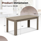 COSTWAY 63' Rectangular Dining Table, Farmhouse Dinette Table with Large Computer Workstation, Modern Kitchen Table for Apartment, Living Room, Restaurant (Oak)