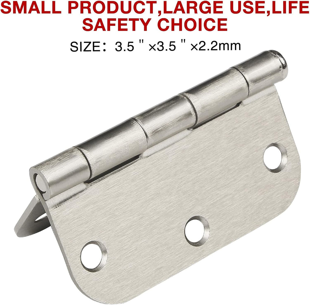 42 Pack Rounded Door Hinges Brushed Nickel 3.5 inch x 3-1/2", 5/8" Radius Heavy Duty Steel Iron 3 ½"Hinge for Doors, Interior Room,Outdoor Window,Constructition Hardware Kit Home Decor Essentials