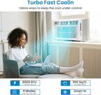 8000 BTU Smart WiFi Window Air Conditioner, Cools Up to 350 Sq. ft., Energy Saving AC Unit with Remote Control, App & Voice Control, 24H Timer, Quiet Operation for Living Room, Office