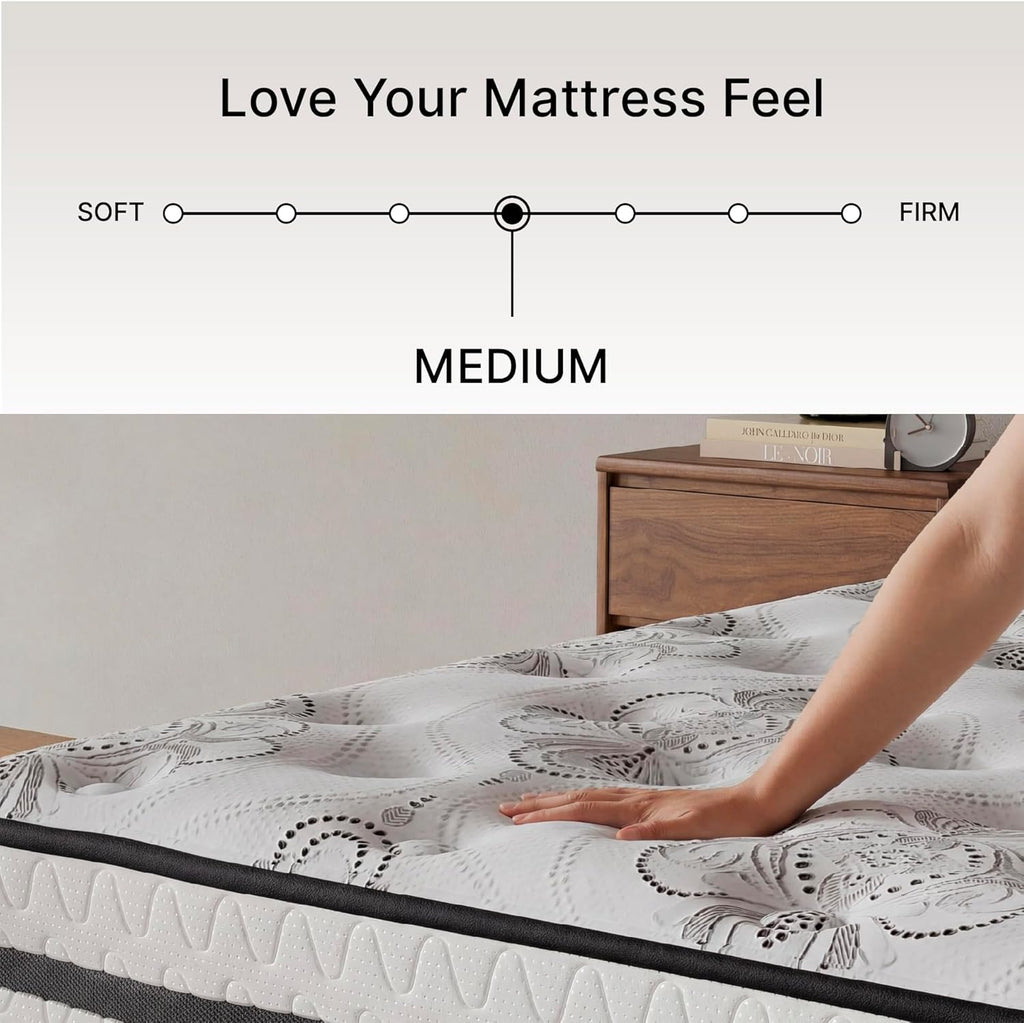 Signature Design by Ashley Full Size Chime 10 Inch Medium Firm Hybrid Mattress with Cooling Gel Memory Foam for Pressure Relief, Fiberglass Free, Mattress In A Box