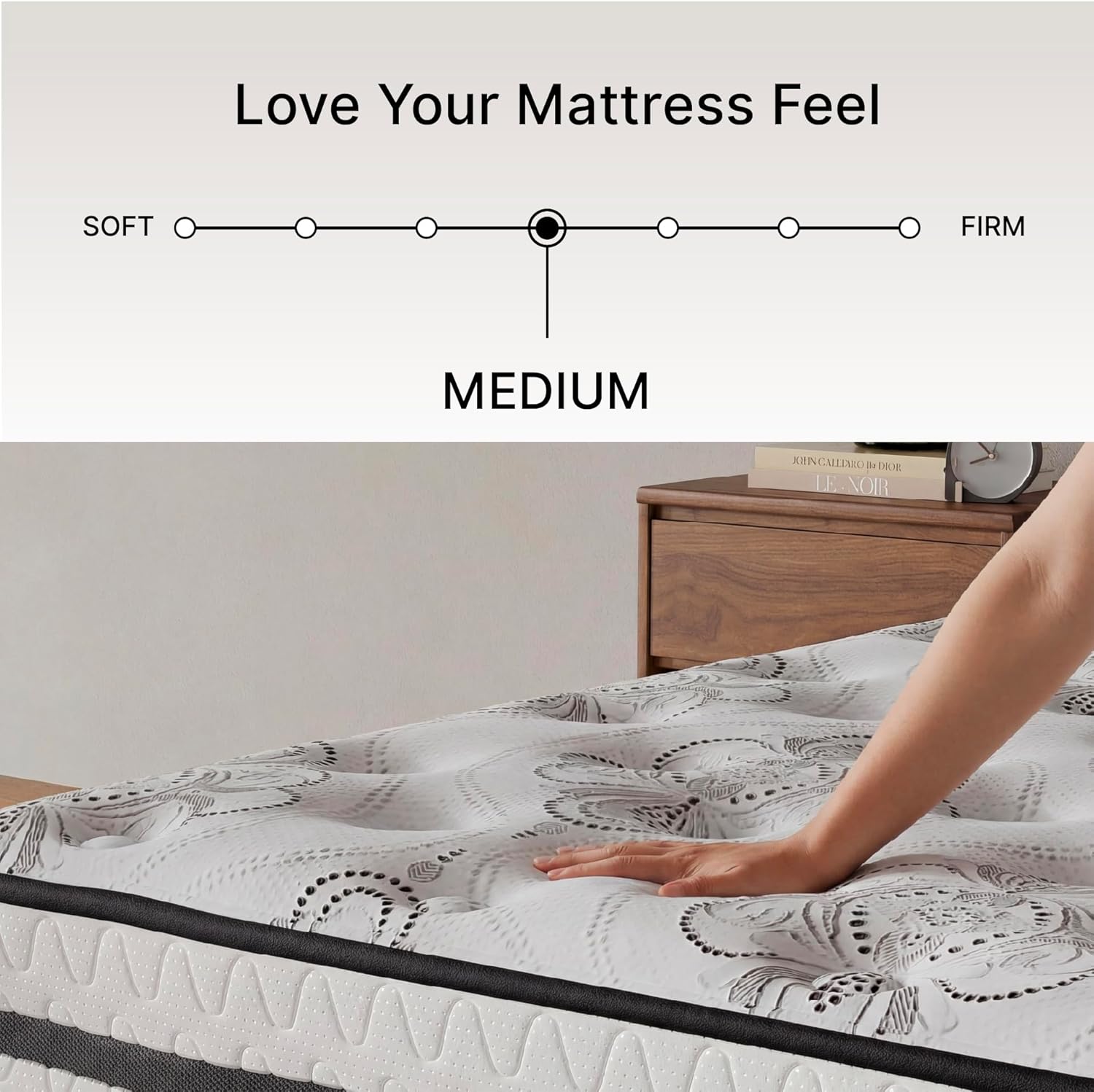 Signature Design by Ashley Full Size Chime 10 Inch Medium Firm Hybrid Mattress with Cooling Gel Memory Foam for Pressure Relief, Fiberglass Free, Mattress In A Box