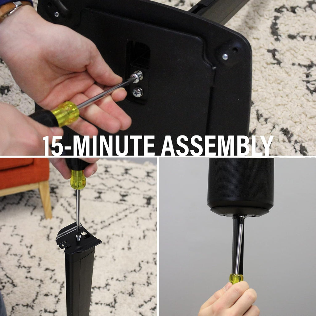 Sanus Height-Adjustable Speaker Stands Pair for Sonos Era 100™ - Premium Speaker Stand w/Durable Steel Design & Built-in Cable Managment - Easy DIY Install - Black