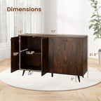 Giantex Sideboard Buffet Cabinet, 50’’ Accent Kitchen Storage Cabinet with 4-Door & 5-Position Adjustable Shelves, Modern Sideboard with 5 Legs, Buffet Table for Coffee Bar, Living Room, Rustic Brown