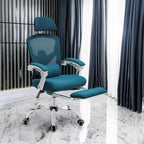 Simple Deluxe Home Office Desk Chair with Footrest, High-Back Mesh Rolling Swivel Reclining Chairs with Wheels, Comfortable Headrest, Lumbar Support, Comfy Arms