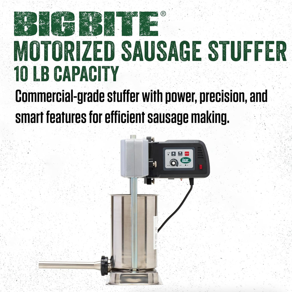 LEM Products Big Bite Motorized 10 Pound Capacity Stainless Steel Sausage Stuffer with Removable Cylinder, 0.5HP