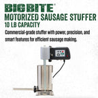LEM Products Big Bite Motorized 10 Pound Capacity Stainless Steel Sausage Stuffer with Removable Cylinder, 0.5HP