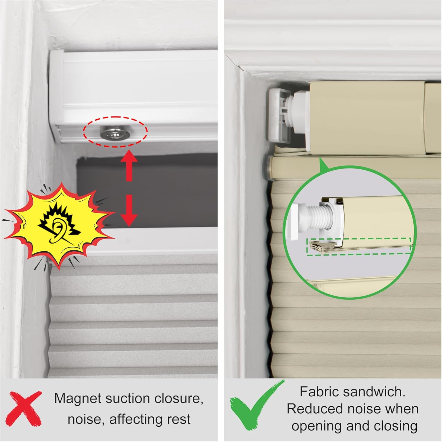 BERISSA Top Down Bottom Up Cordless Cellular Shades No Tools No Drill Blinds for Windows Shades for Indoor Windows Easy to Install,52" W x 52" H ?100% Blackout Beige...