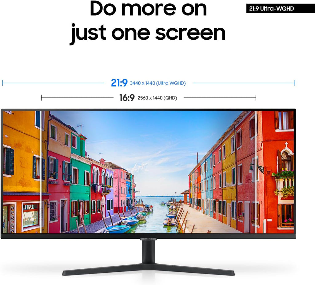 SAMSUNG 34" ViewFinity S50GC Series Ultra-WQHD Monitor  100Hz  5ms  HDR10  AMD FreeSync  Eye Care  Borderless Design  PIP  PBP  LS34C502GANXZA  2023  Black