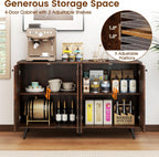 Giantex Sideboard Buffet Cabinet, 50’’ Accent Kitchen Storage Cabinet with 4-Door & 5-Position Adjustable Shelves, Modern Sideboard with 5 Legs, Buffet Table for Coffee Bar, Living Room, Rustic Brown