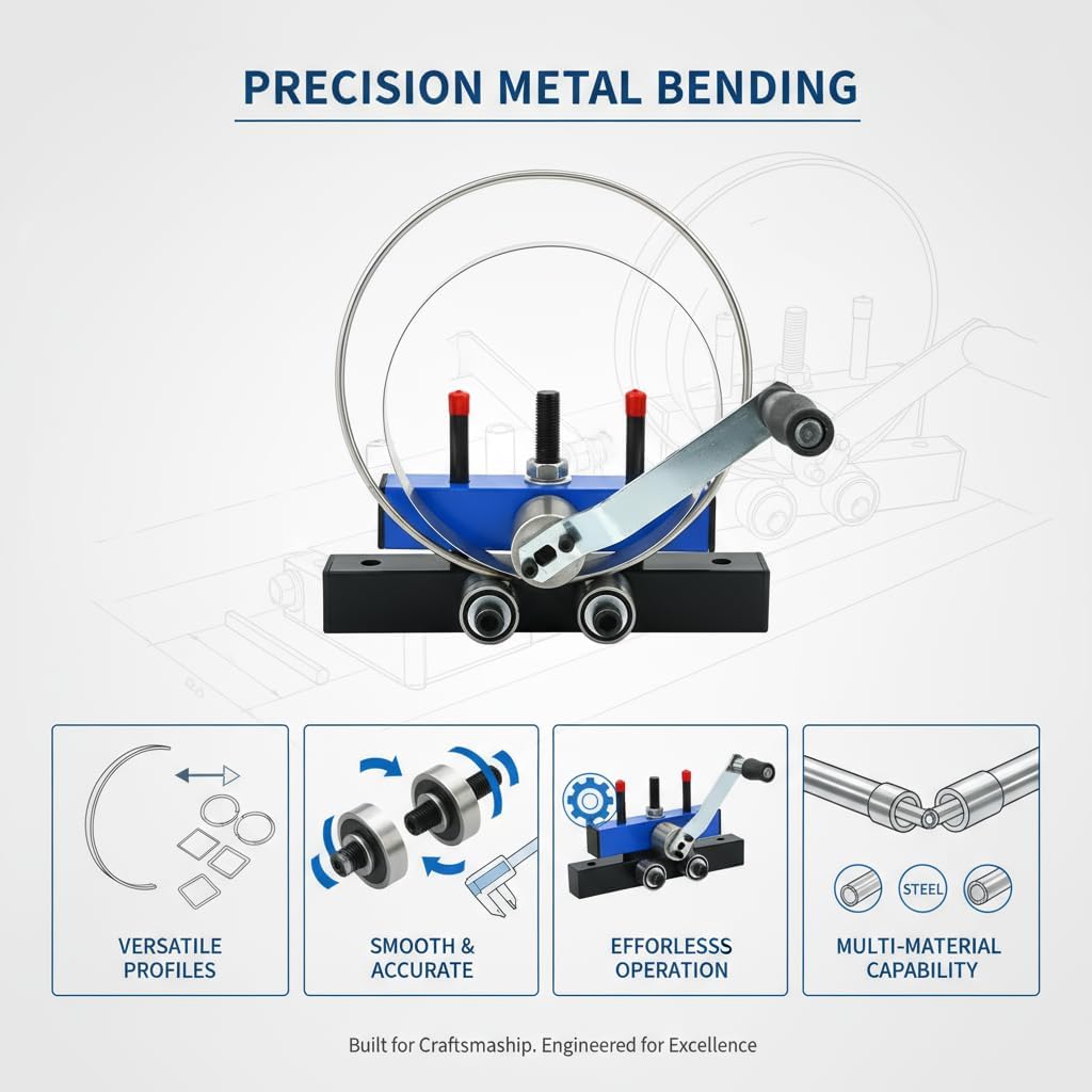 Manual Roller Bender For Steel Plate and Sheet Metal - Tube Bender, Rebar Bender, Fender Roller Tool, Screen Roller Tool, Rolling Machine - Ideal for Industrial, DIY, and Home Decoration Projects