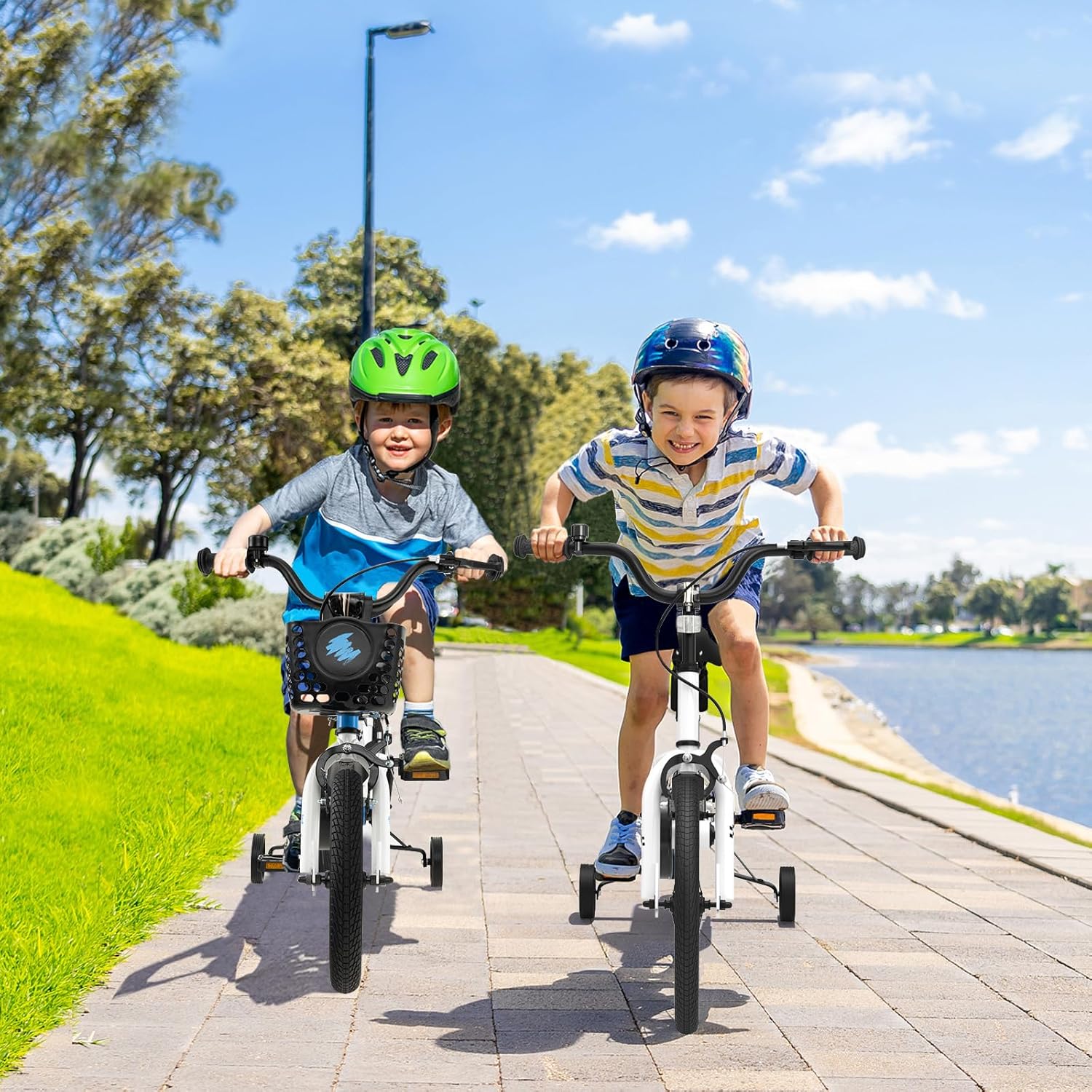 BABY JOY Kids Bike, 12 14 16 18 Inch Boys Girls Bike for 3-8 Years w/Training Wheels, 20 Inch Children Bicycle for 8+ Teens w/Kickstand, Handbrake, Coaster Brake & Removable Basket, Sporty Bicycle