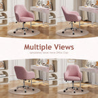 Warmiehomy Office Chair, Velvet Desk Chair for Home Office, Cozy Vanity Chair, Girl Cute Makeup Chair with Arm Rest for Bedroom Dressing Room (Blush Pink)
