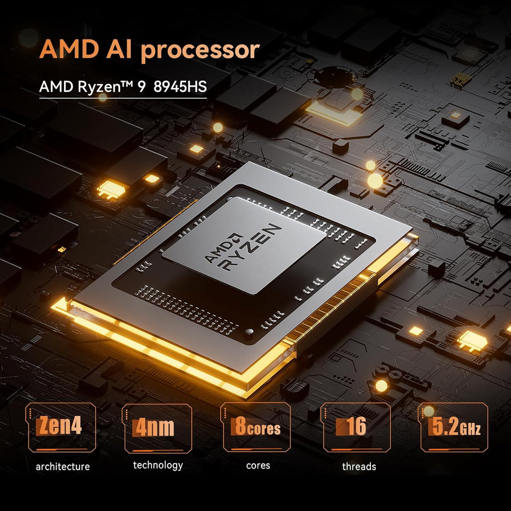 MINISFORUM UM890 Pro Mini PC  AMD Ryzen 9 8945HS (up to 5.2GHz) Mini Computers  32GB DDR5 5600MHz RAM&1TB PCIe 4.0 SSD  Mini Desktop Quad Display HDMI/DP1.4/USB-C  AMD Radeon 780M/Dual LAN 2.5G