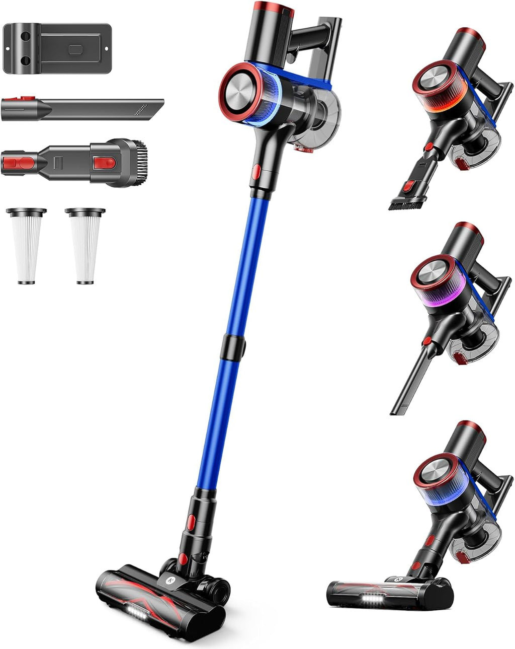 NADALY Cordless Vacuum Cleaner, 550W 45Kpa 65Mins Vacuum Cleaners for Home, Stick Vacuum with LED Display, Anti-Tangle, Self-Standing, 8-in-1 Lightweight Vacuum for Hardwood Floor/Carpet/Pet Hair
