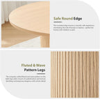 31.5" Round Dining Table for 2-4, Modern Farmhouse Kitchen Table with 2-Tier Storage Shelf, Small Wooden Circle Dining Tables with Fluted Base for Home Dining Room Living Room (Natural)