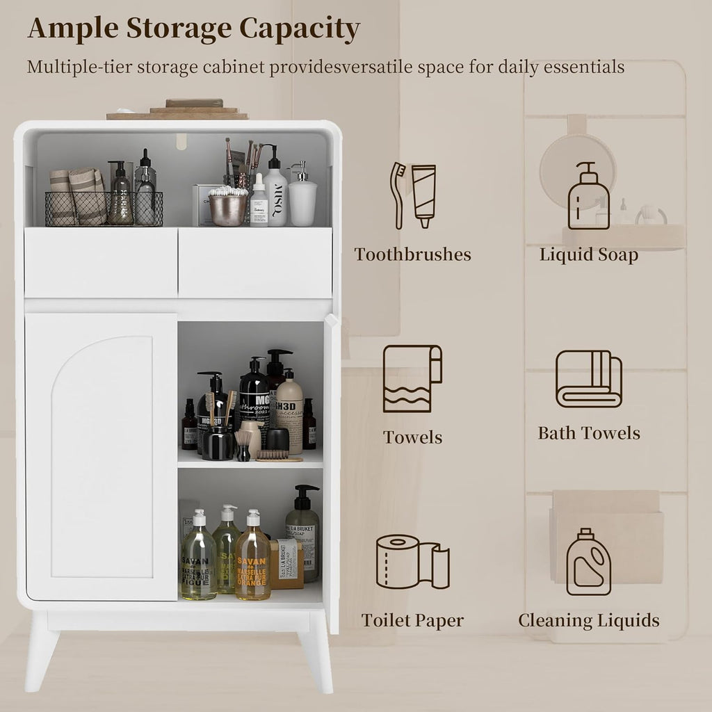 Kitchen Storage Cabinet, Buffet Cabinet with Doors and Adjustable Drawers, Modern Accent Sideboard Coffee Bar Cabinet for Living Room, Dining Room, Entryway, White
