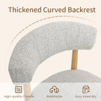 VKNOW Wooden Dining Chairs Set of 4, Modern Upholstered Dining Room Chairs with Rubberwood Legs and Curved Backrest, Fabric Kitchen Chairs for Farmhouse/Living Room/Dining Room, Heathered Off-White