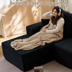 107" Cloud Modular Sectional Couches, Modern Convertible U Shaped Couch, 3 Seat Corduroy Comfy Deep Seat Sectional Sofa Oversize Deep Seat Sofa