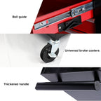 4 Drawers Metal Rolling Tool Chest on Wheels, Lockable Organizer ToolBox Tool Cart with 1 Cabinet, Multifunctional Large Capacity Trolley Tool Storage Case for Garages & Repair Shop (Black+Red)