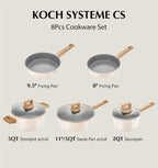 KOCH SYSTEME CS Nonstick Ceramic Cookware Set, Nonstick Pots and Pans Set with Stay-Cool Handles, Non-toxic Ceramic Kitchen Cooking Set, Induction Compatible Dishwasher Safe, PFAS and PFOA Free
