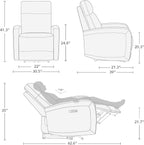 Watson & Whitely Zero Wall Recliners W Power Headrest, Power Recliner Chairs for Adults, Small Home Theater Seating Type-C Charger for Living Room & RV, Faux Leather Cognac Brown