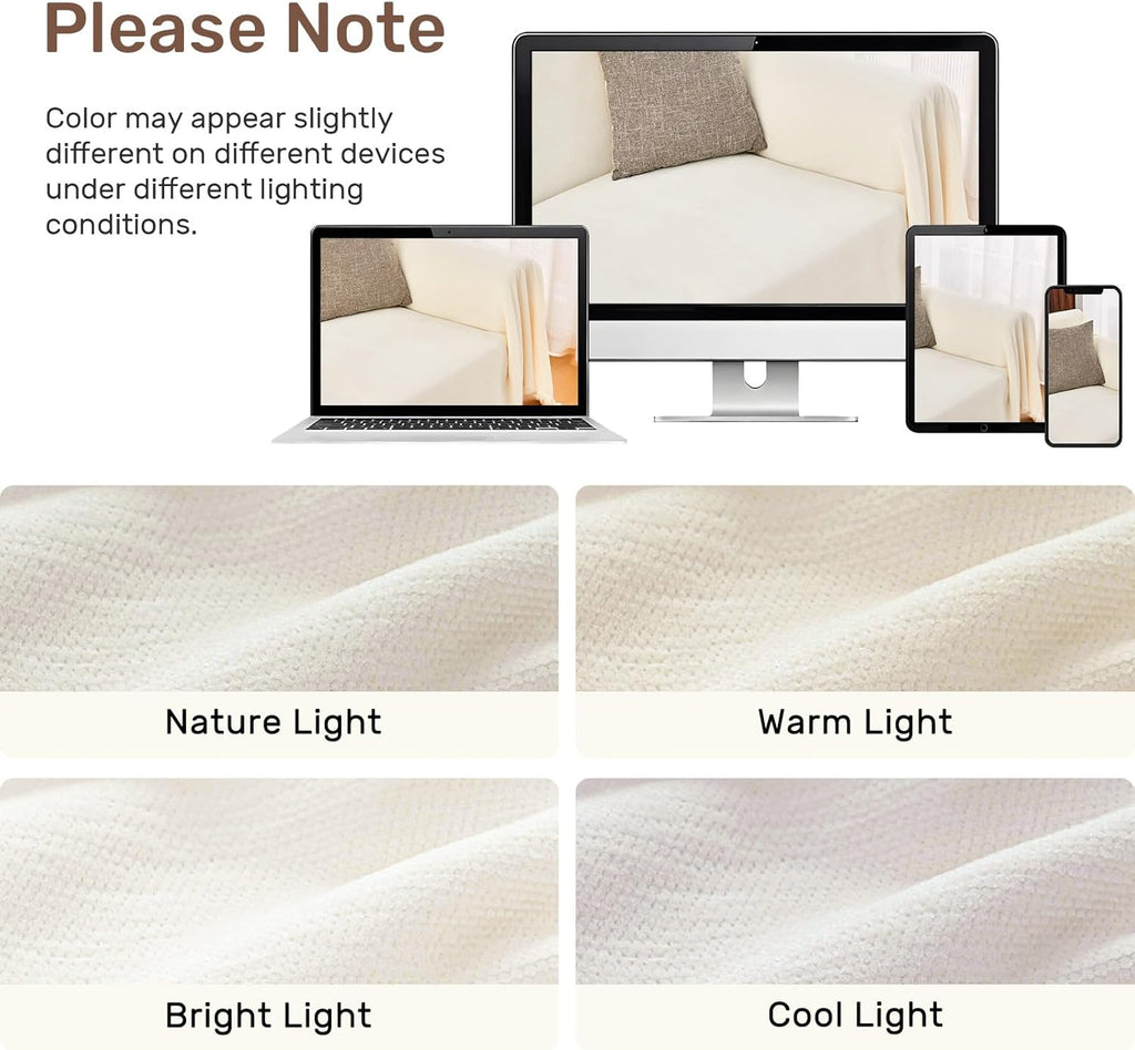 Sectional Couch Covers, 2 Pieces Washable L Shaped Couch Covers Sofa Blanket for Dogs Pet Friendly Sectional Sofa Slipcovers Furniture Covers,71"x 118"+ 71"x 118",(XX-Large,Cream White)