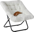 DUMOS Comfy Chair for Adults, Soft Faux Fur Folding Lounge for Bedroom Living Room Dorm Rooms Flexible Reading Chair for Teens, Large Size Foldable (Square-Creamy)