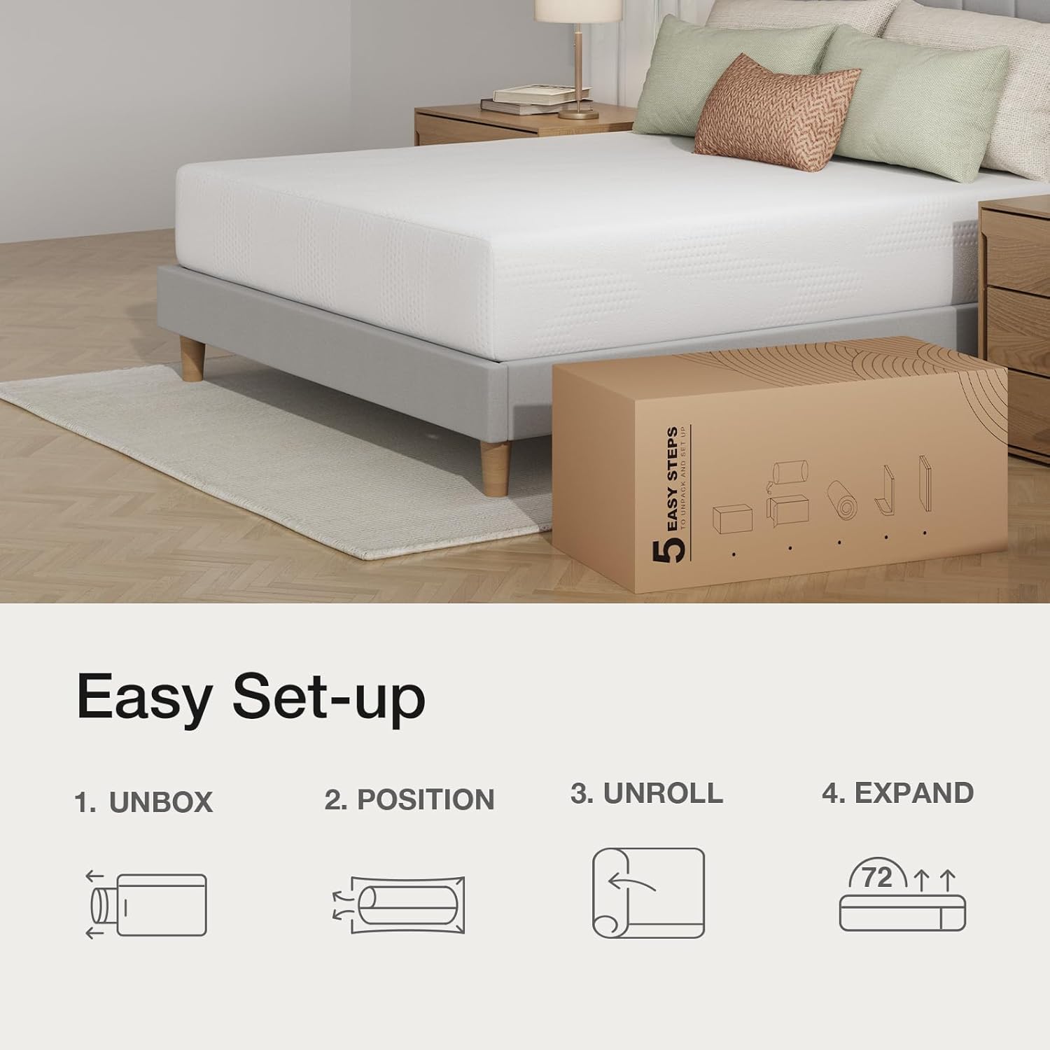 Novilla 12 Inch Queen Mattress in a Box, Gel Memory Foam Queen Size Bed Mattress for Cooling Night Sleep, Comfort Sleep & Pressure Relief, CertiPUR-US Certified,White